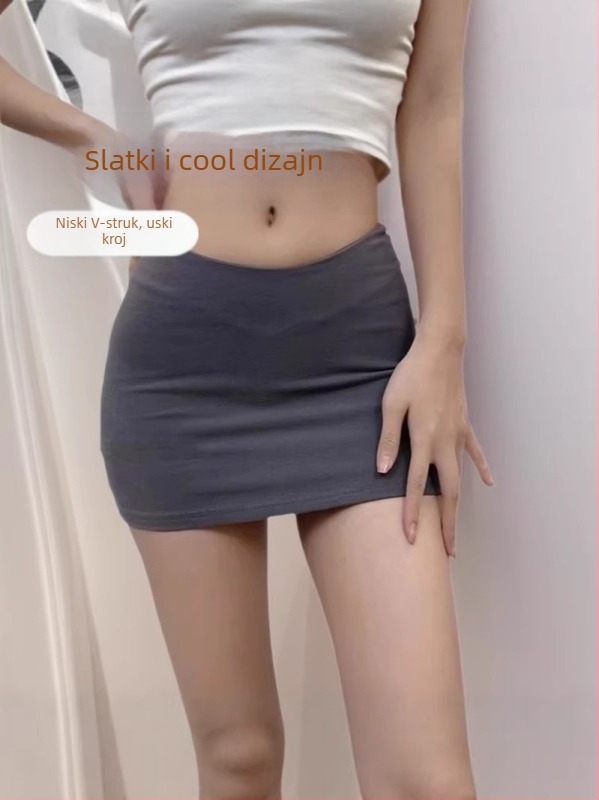 Mini bodycon suknja s nizim V-om, uski kroj, casual i seksi