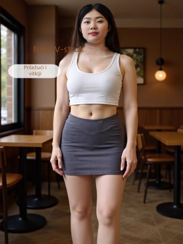Mini bodycon suknja s nizim V-om, uski kroj, casual i seksi