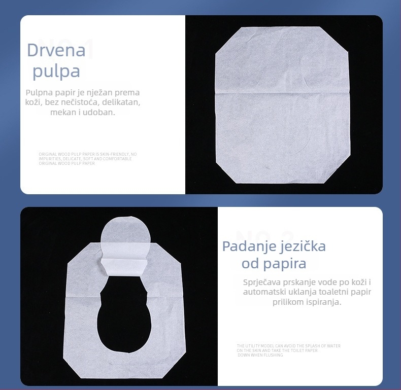 Jednokratna podloga za WC za dom i putovanje, prijenosna za sve sezone, jastučić za sjedenje od drvenog celuloznog materijala, debela
