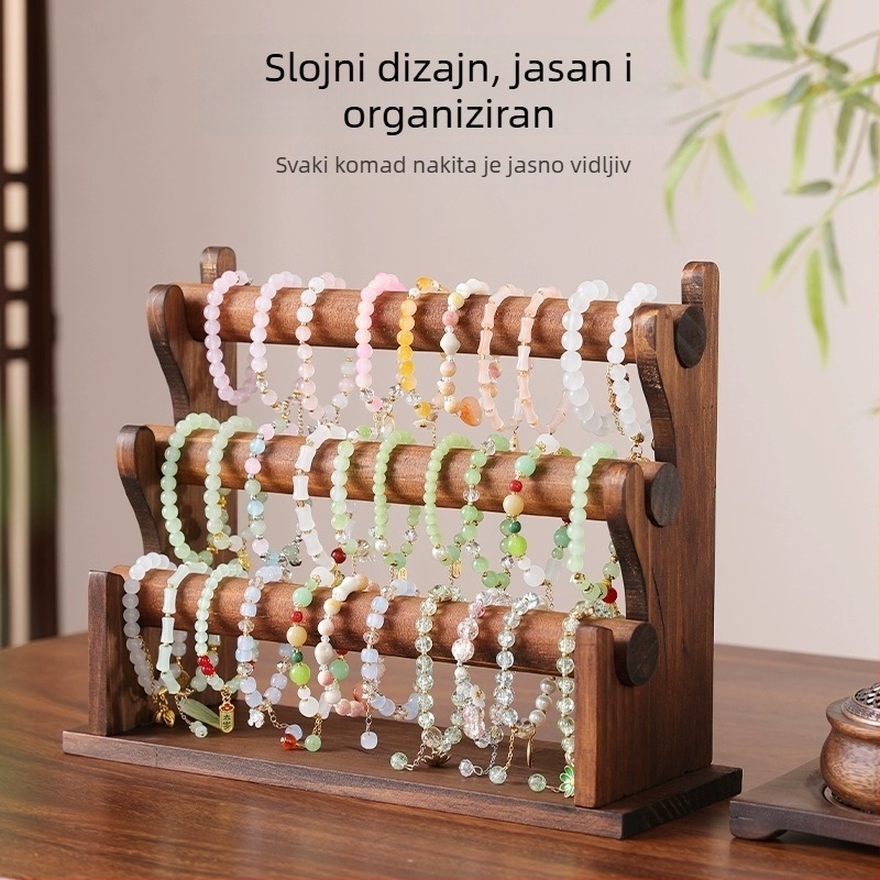 Drveni stalak za izlaganje narukvica i nakita — držač za narukvice, pohrana kristalnih rekvizita, izložbeni stalak na pult