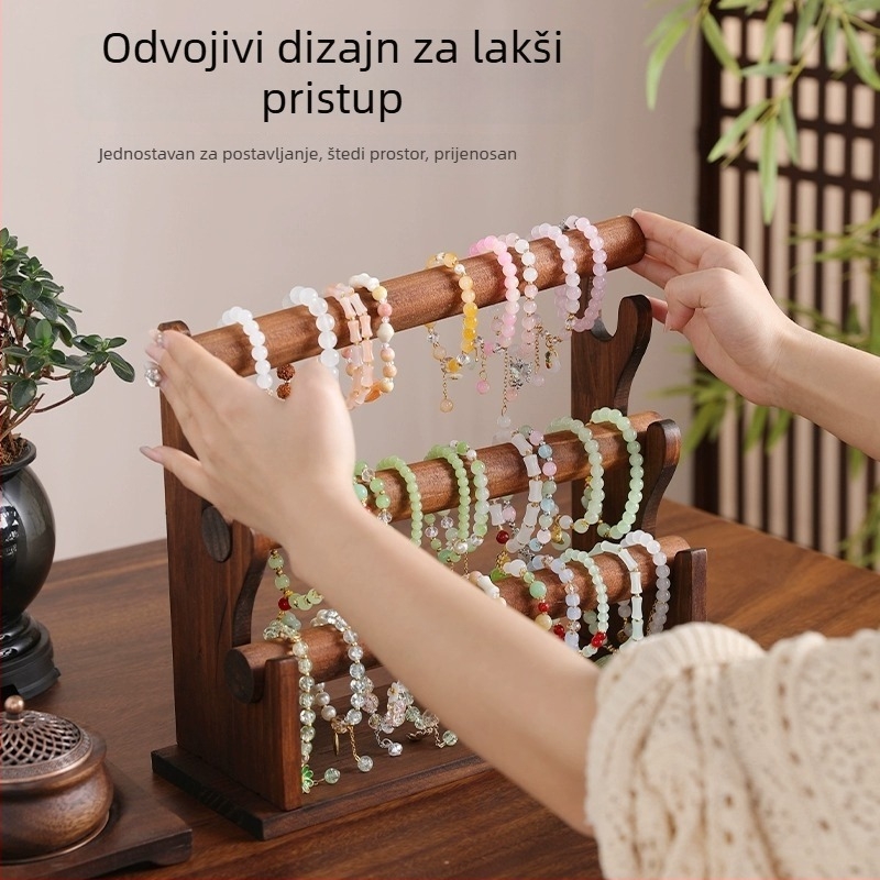 Drveni stalak za izlaganje narukvica i nakita — držač za narukvice, pohrana kristalnih rekvizita, izložbeni stalak na pult