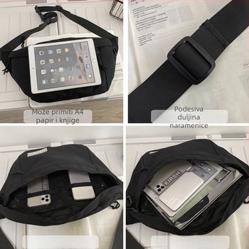 Unisex torba za prsa velike kapacitete, crossbody/ramena, gradski ulični stil, za učenike