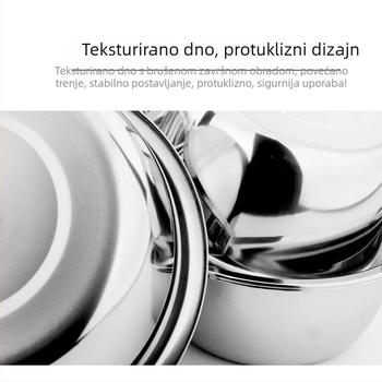 Nehrđajući čelična okrugla posuda za miješanje s debelim stijenkama, duboka posuda, idealna za pečenje, mućenje jaja i pranje voća i povrća.