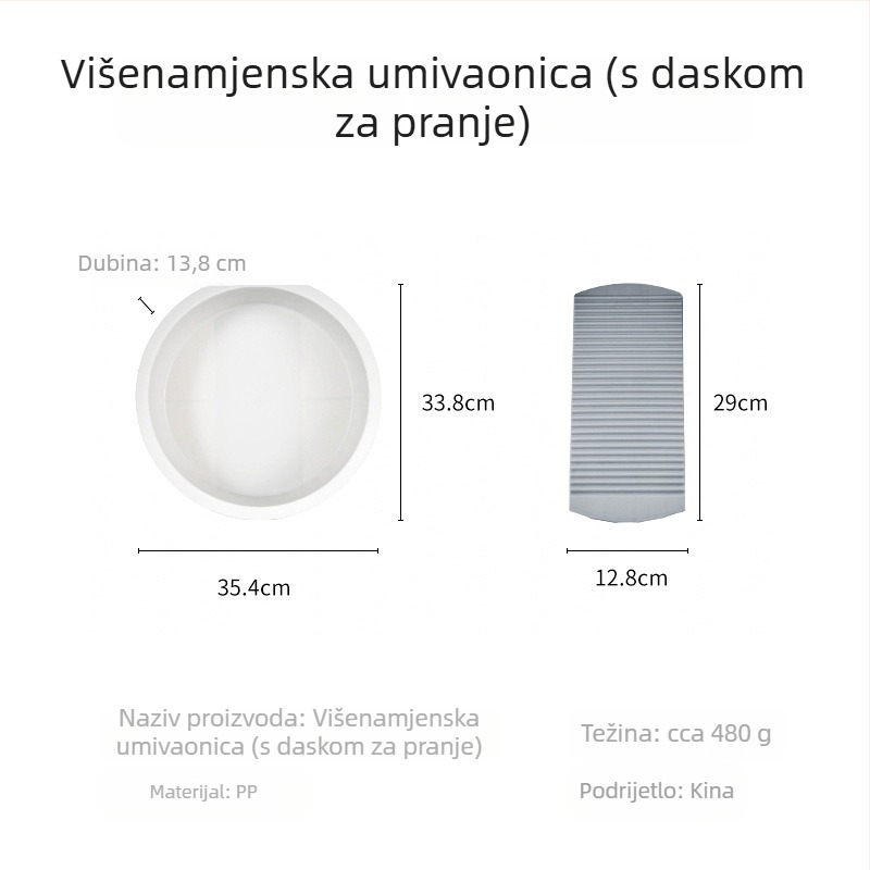 Plastična posuda za pranje u japanskom stilu s integriranom pločom za ribanje, za kućnu upotrebu i studentske domove