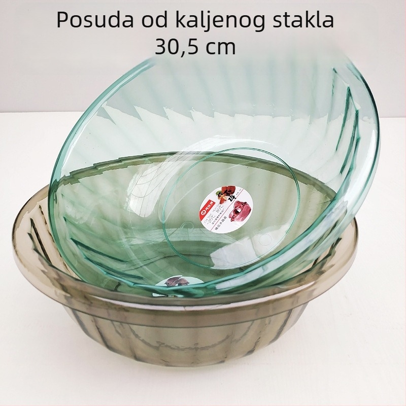 3307 Prozirna okrugla plastična posuda s šarenim kristalima, kružnog oblika, 30,5 × 10 cm