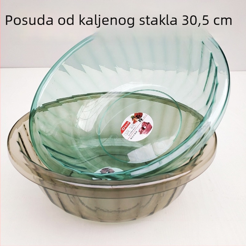 3307 Prozirna okrugla plastična posuda s šarenim kristalima, kružnog oblika, 30,5 × 10 cm