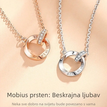 Ogrlica s privjeskom Mobius, vječni prsten, dvostruki prsten na lančiću