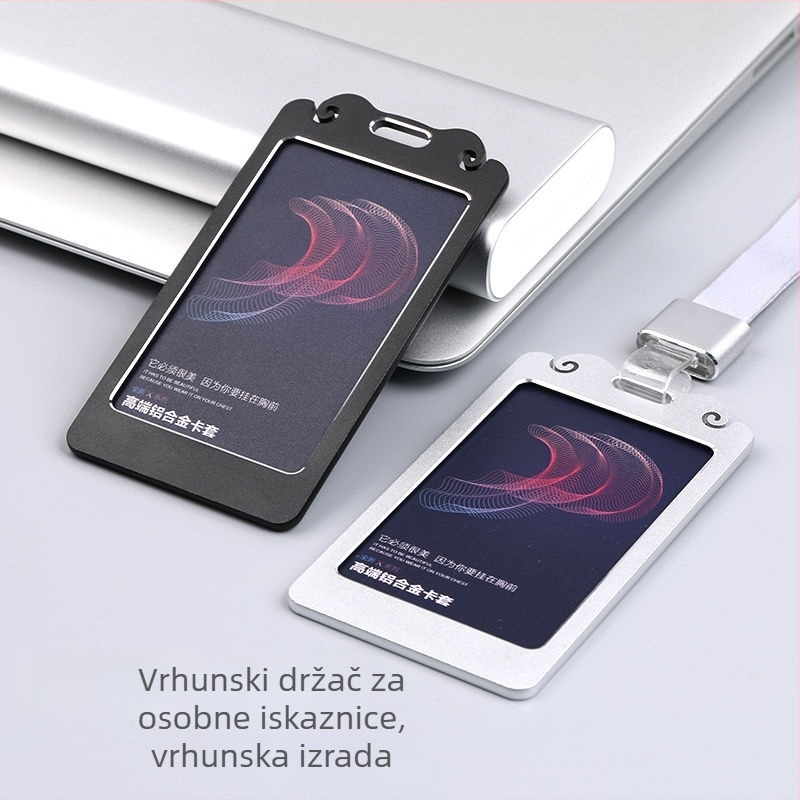 Držač kartice zaposlenika od aluminijske legure, s trakom za nošenje