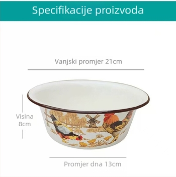 Xinyida debela emajlirana porcelanska zdjela, duboka kuhinjska zdjela za pripremu hrane i ispiranje mesa, velika veličina.
