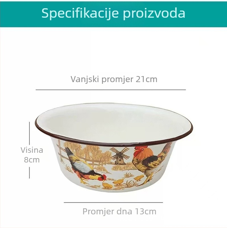 Xinyida debela emajlirana porcelanska zdjela, duboka kuhinjska zdjela za pripremu hrane i ispiranje mesa, velika veličina.