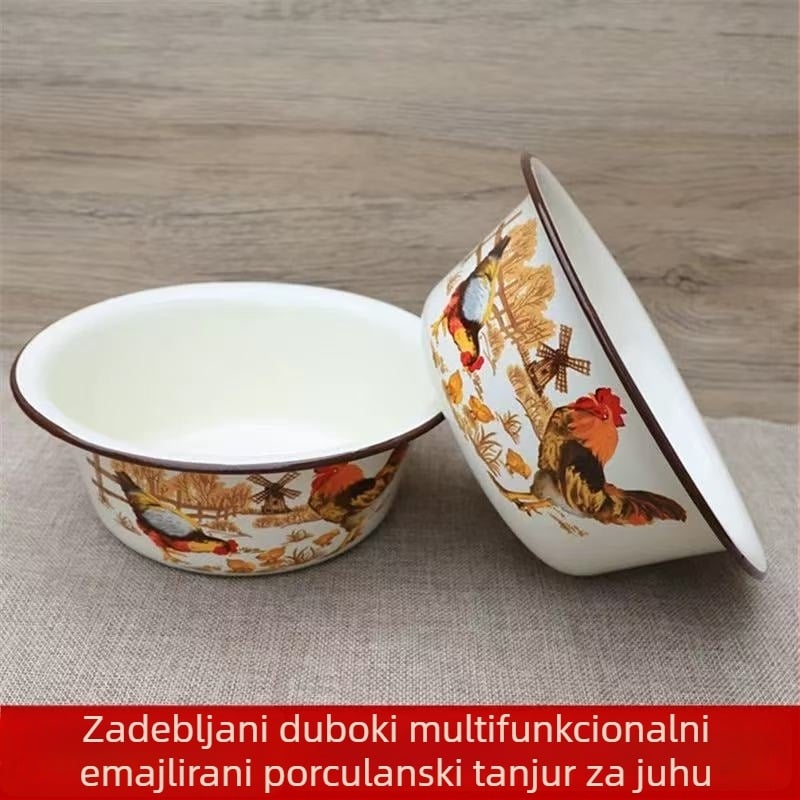 Xinyida debela emajlirana porcelanska zdjela, duboka kuhinjska zdjela za pripremu hrane i ispiranje mesa, velika veličina.
