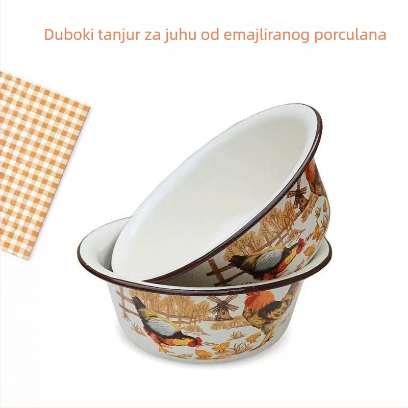 Xinyida debela emajlirana porcelanska zdjela, duboka kuhinjska zdjela za pripremu hrane i ispiranje mesa, velika veličina.