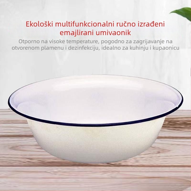 Bijela emajlirana zdjela za kuhinju, pranje lica, povrća, rublja i ispiranje riže