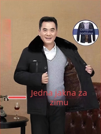 Zimsko muško kaput s pamukovim punjenjem i podstavom, srednje duljine, toplo