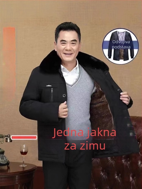 Zimsko muško kaput s pamukovim punjenjem i podstavom, srednje duljine, toplo