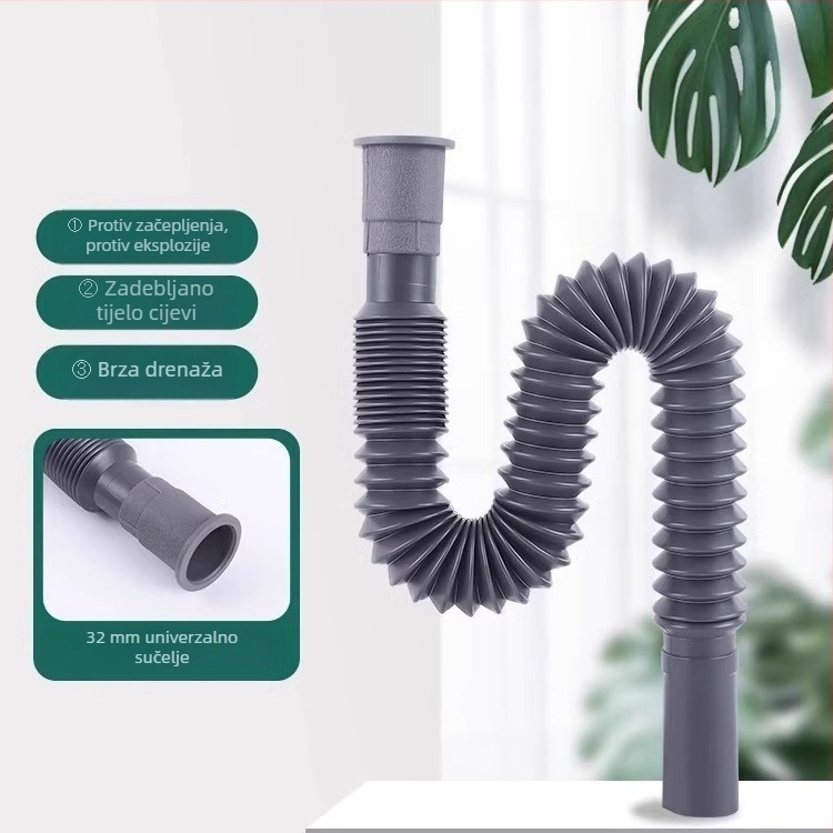 Teleskopska plastična odvodna cijev za umivaonik, produživač, debela, otporna na koroziju i mirise