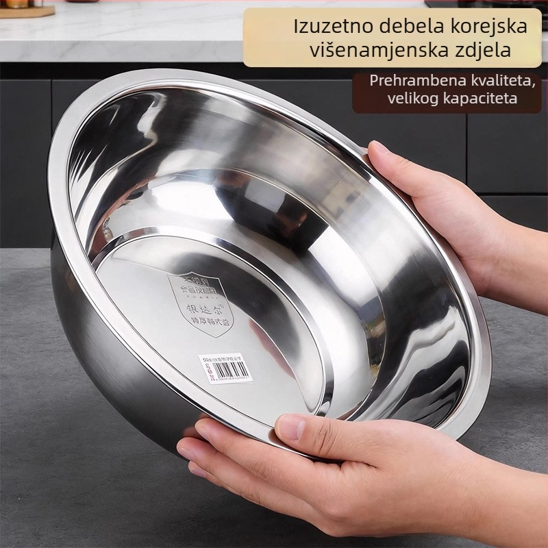 Ekstra debela nehrđajuća čelična zdjela za kućnu upotrebu, pogodna za juhu, kuhinjske zadatke, tučenje jaja, mijesenje tijesta, pranje povrća, pečenje