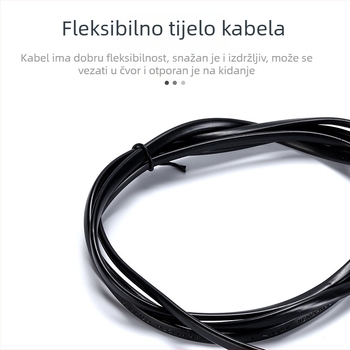Nacionalni standard, napajajući kabel duljine 1,5 m, 2-žilni, s jednim krajem, vodič od bakreno-obalanog aluminija, za stolne lampe i ventilatore, dva ploska utikača