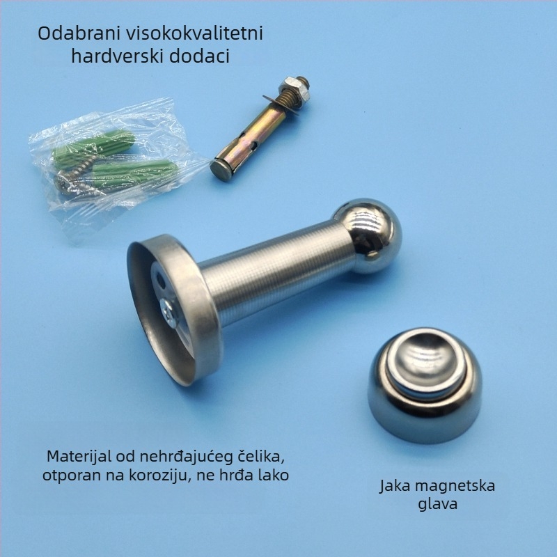 Nerđajući čelik magnetska držač vrata, montaža na zid ili pod, jaka magnetska privlačnost, zaštita vrata od sudara za kupaonicu i spavaću sobu
