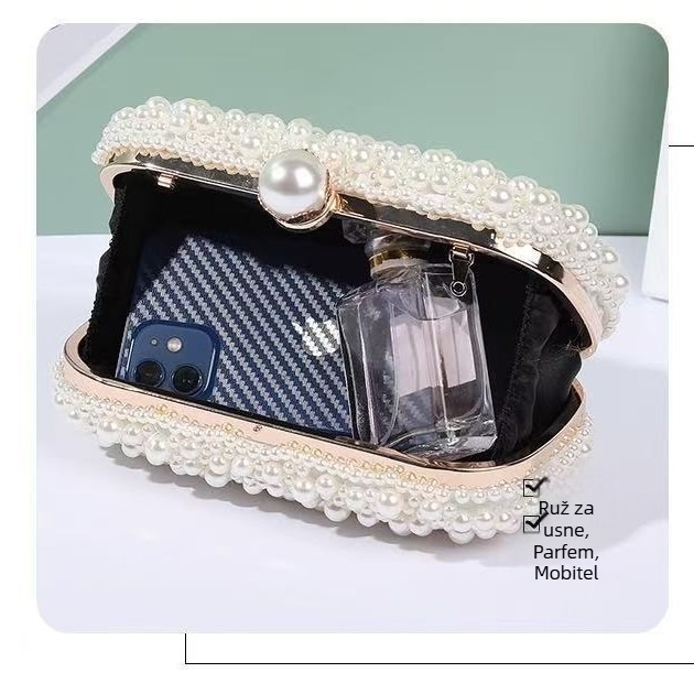 Bisernu večernju torbicu, luksuzni clutch za večernje haljine, svestrana elegantna torbica za ramena ili u ruci.