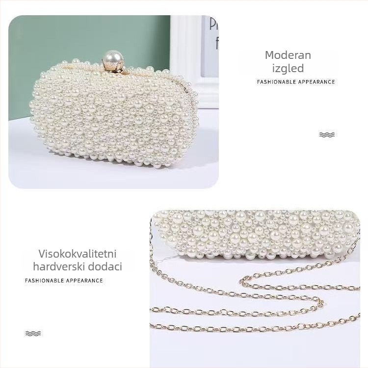 Bisernu večernju torbicu, luksuzni clutch za večernje haljine, svestrana elegantna torbica za ramena ili u ruci.