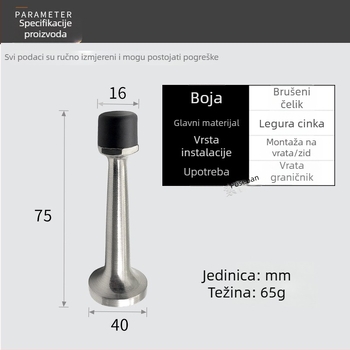 Gornji vrata zaustavljač s perforiranom gumom, zaštita od udara, baza od cinkove legure, za drvena i staklena vrata