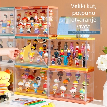Prozirni akrilni izložbeni ormarić s preklopnim poklopcem, zaštita od prašine, 6 pretinaca, velikog kapaciteta