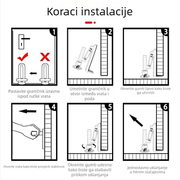 Alarm protiv krađe za vrata, podna montaža, čvrsti stopper za vrata, za dom i hotel