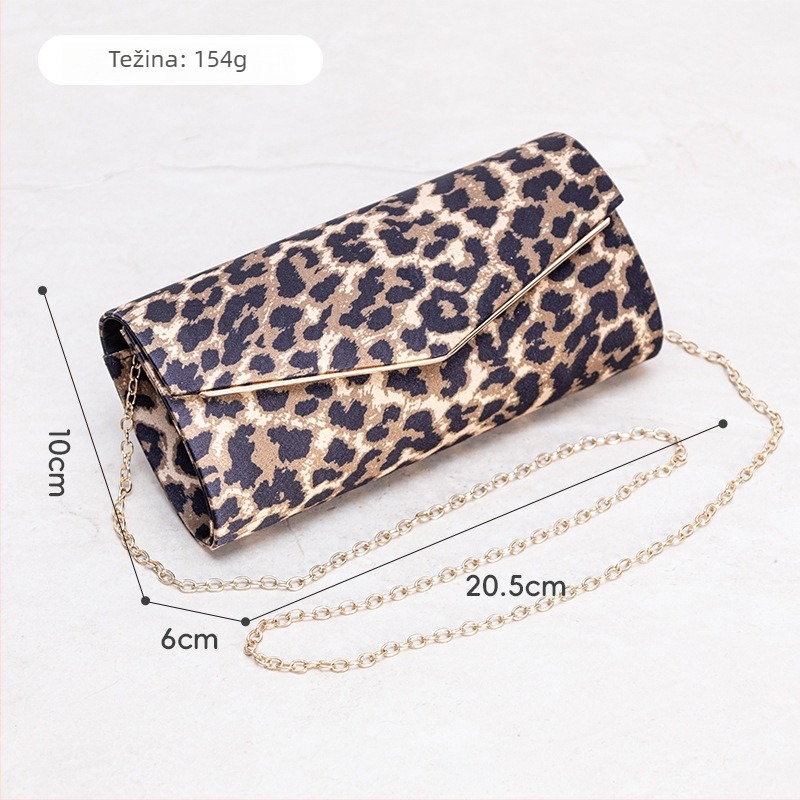 Ženska torba s leopard printom, crossbody torba preko ramena, večernja/party torba