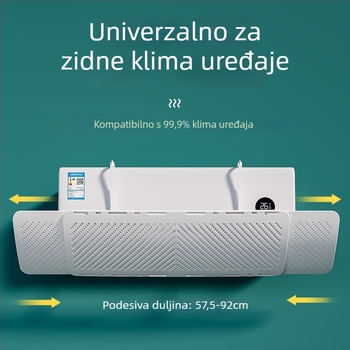 Izvlačni štitnik za klimatizacijski uređaj, univerzalni, zidni bez instalacije, zaštita od izravnog strujanja zraka za bebe