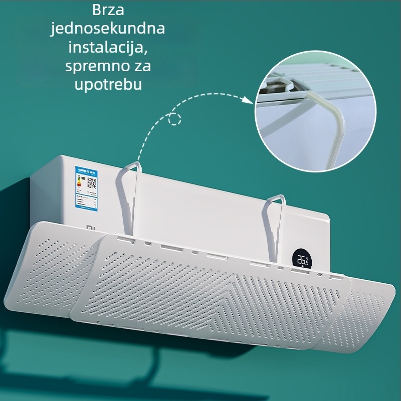 Izvlačni štitnik za klimatizacijski uređaj, univerzalni, zidni bez instalacije, zaštita od izravnog strujanja zraka za bebe