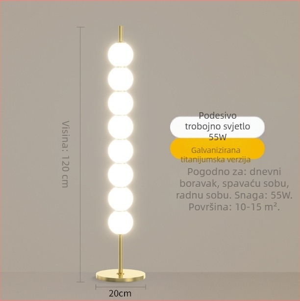 Danskog stila tikva lampa, dizajnerska podna svjetiljka za dnevni boravak i spavaću sobu, nordijski inspirirano moderno osvjetljenje s LED-om i akrilnim abažurom