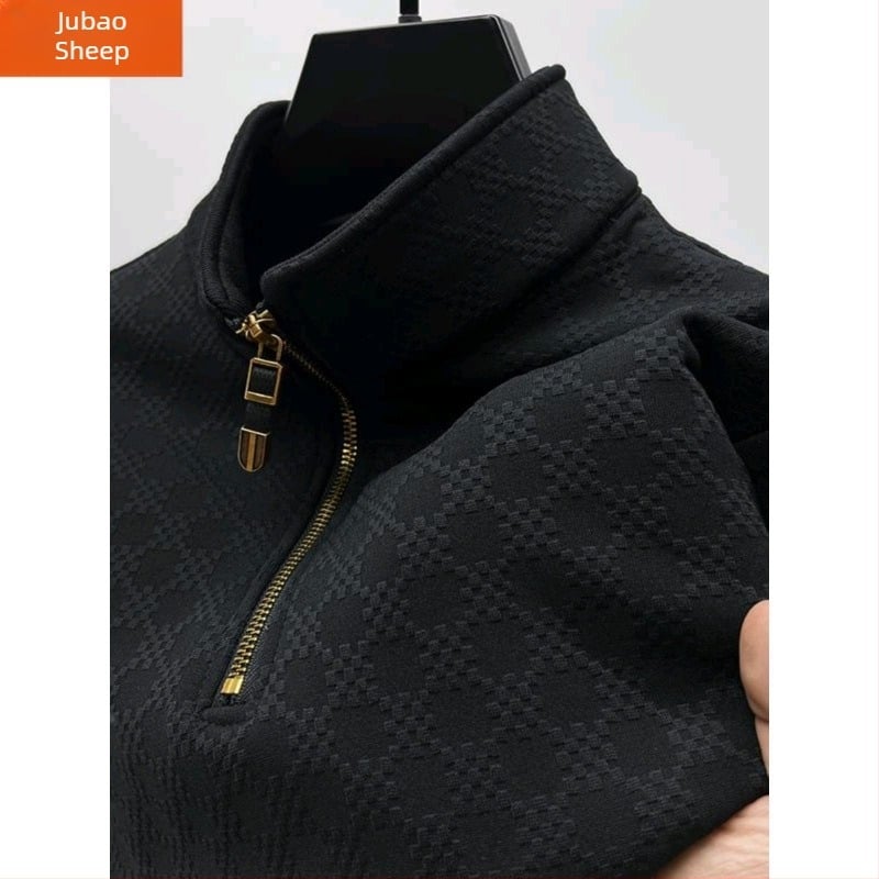 Tommy Mei muška mikina s flisom, stojeći ovratnik, polu-zip, kapucija, dugi rukavi, topla