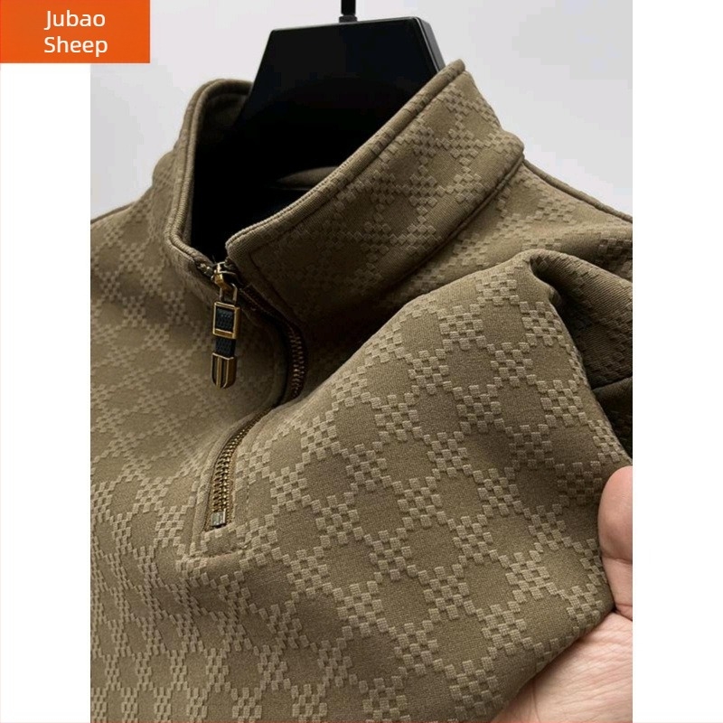 Tommy Mei muška mikina s flisom, stojeći ovratnik, polu-zip, kapucija, dugi rukavi, topla