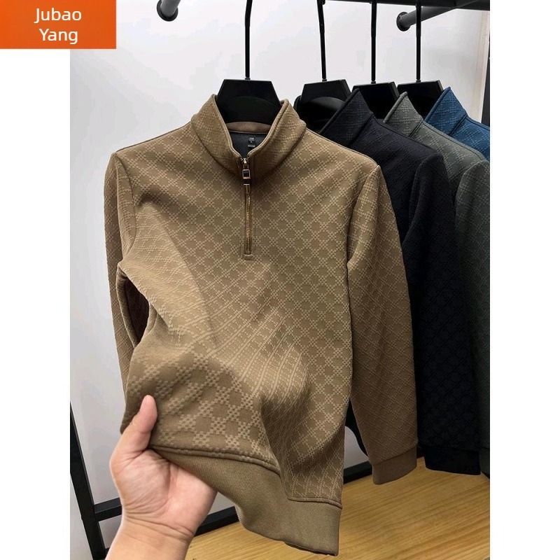 Tommy Mei muška mikina s flisom, stojeći ovratnik, polu-zip, kapucija, dugi rukavi, topla