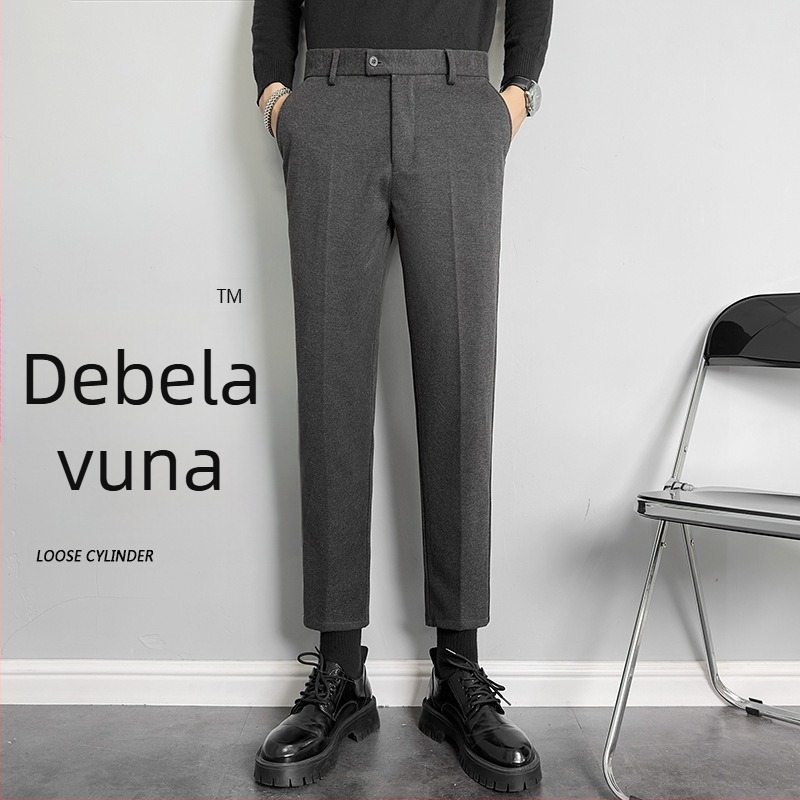 Muške vunene hlače za jesen-zimu, ravni kroj, slim silueta, korejski stil, duljina do gležnja, svakodnevne