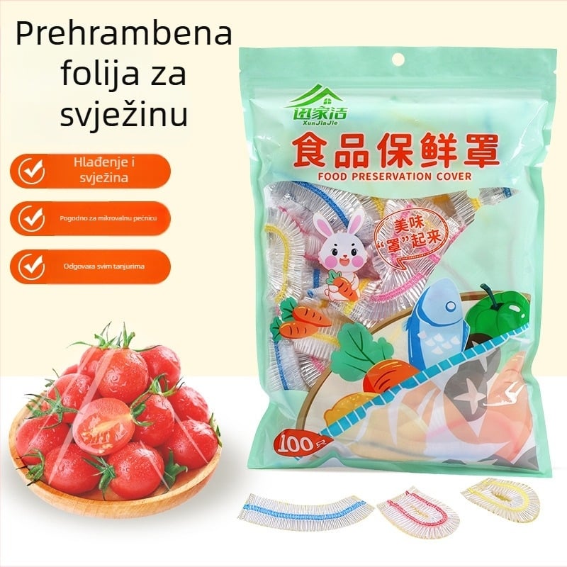 Šareni poklopi za zdjele od PE plastične folije, jednokratni, debeli, čuvaju svježu hranu i štite od prašine