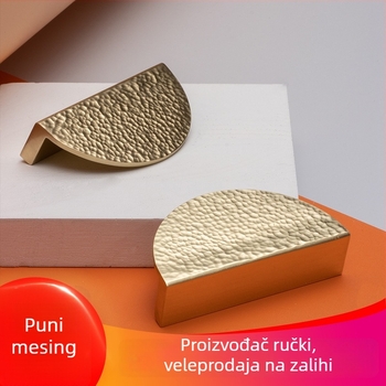 Hanxiang stil Francuske, ručno izrađena ručka za vrata ormara s čekićastom teksturom, zlatna polukružna ručka