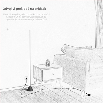 LED podna svjetiljka – dnevni boravak, spavaća soba ili radna soba – nordijski moderni minimalistički, kreativna pametna uspravna lampa (Sandstone Black / Snow White)