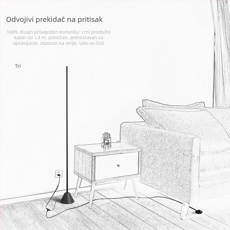 LED podna svjetiljka – dnevni boravak, spavaća soba ili radna soba – nordijski moderni minimalistički, kreativna pametna uspravna lampa (Sandstone Black / Snow White)