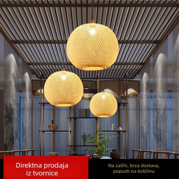 Japanski stil vile, dvokatna lampa za stubište u obliku klepsidre, kreativna minimalistička podna rasvjeta s bambus lustrom za hotelske sobe