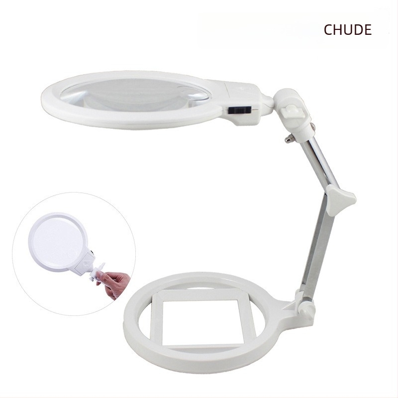 Chuda 3B-1A Lupa sa LED osvjetljenjem i postoljem, sklopiva, 5×/3×, Ø130 mm