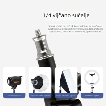 2,1 m stalak za telefon za livestream, teleskopijski stativ s libelom, podni fotografijski stativ