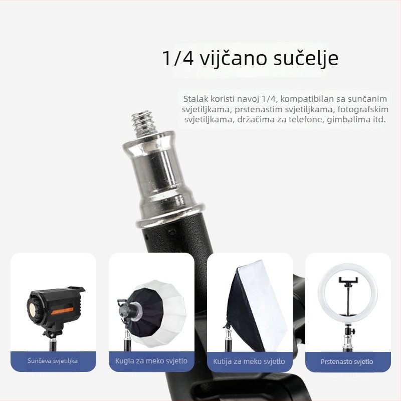 2,1 m stalak za telefon za livestream, teleskopijski stativ s libelom, podni fotografijski stativ