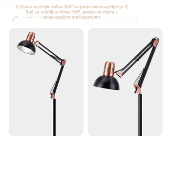 Metalna podna lampa s elektroplatiranim završetkom, euro-američki stil, za učenje, spavaću sobu, ured, blagovaonu