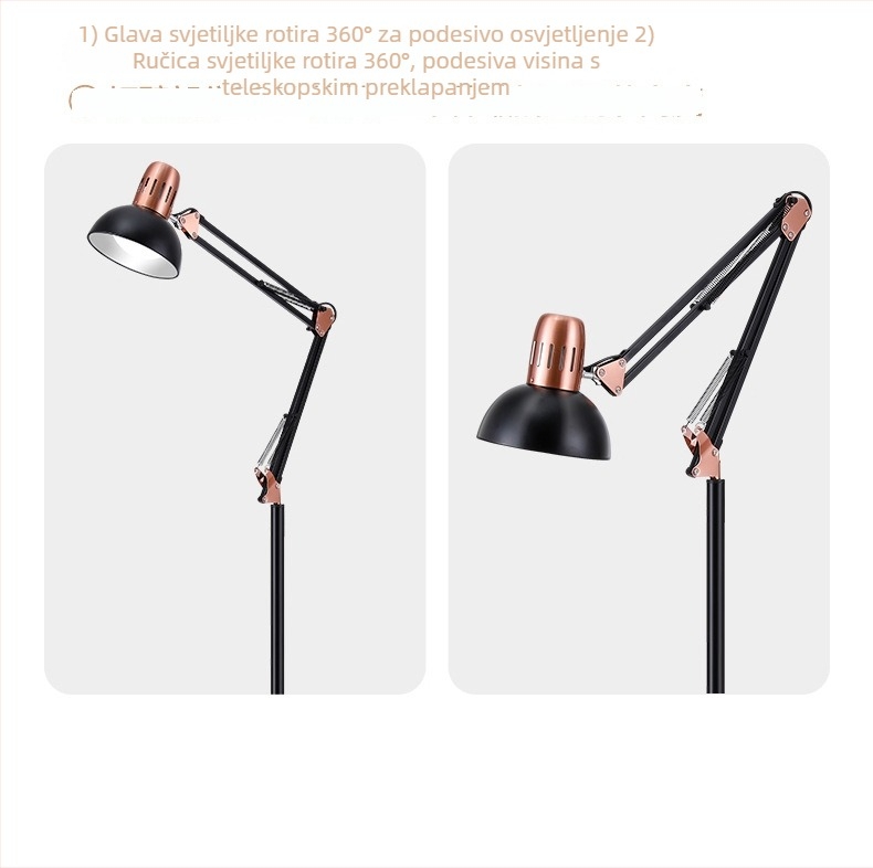 Metalna podna lampa s elektroplatiranim završetkom, euro-američki stil, za učenje, spavaću sobu, ured, blagovaonu