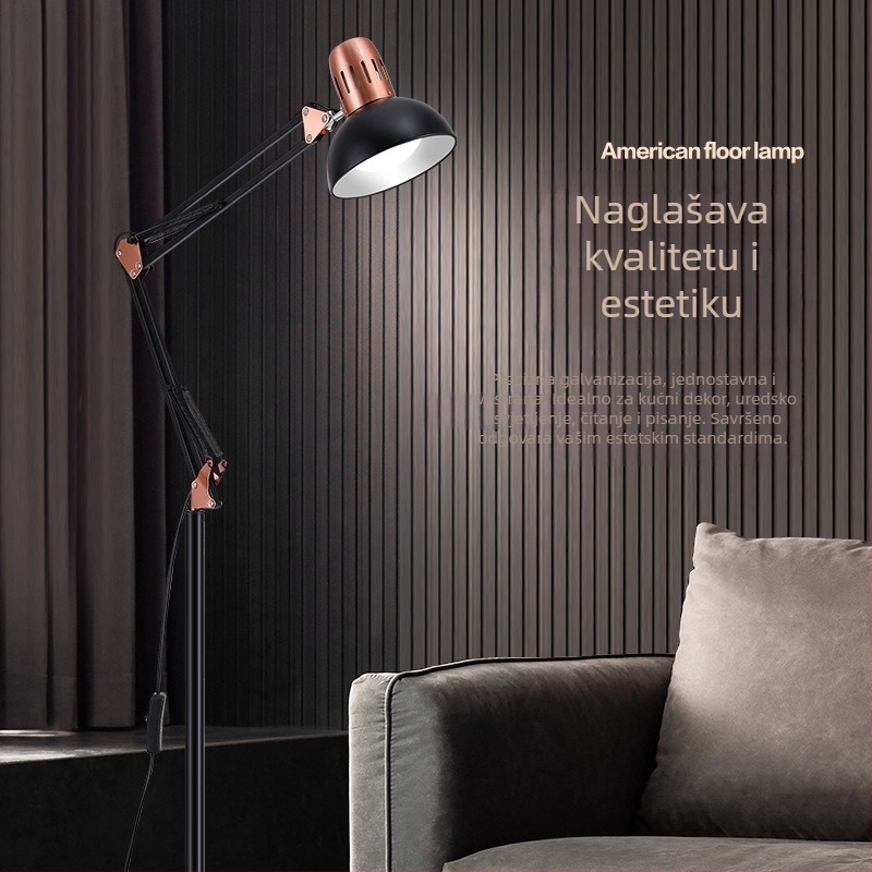 Metalna podna lampa s elektroplatiranim završetkom, euro-američki stil, za učenje, spavaću sobu, ured, blagovaonu