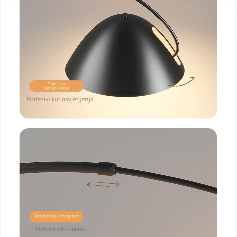 Podna lampa s modernim minimalistickim dizajnom i dojmom luksuza, idealna za dnevni boravak i spavaću sobu, bočna lampa uz kauč, dekorativno ambijentalno osvjetljenje.
