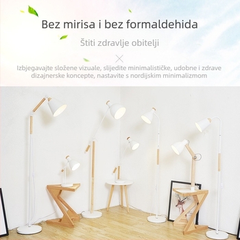 Nordijskog stila stol za kavu od masivnog drveta i podna svjetiljka za dnevni boravak, radnu sobu i spavaću sobu — jednostavno moderno osvjetljenje.