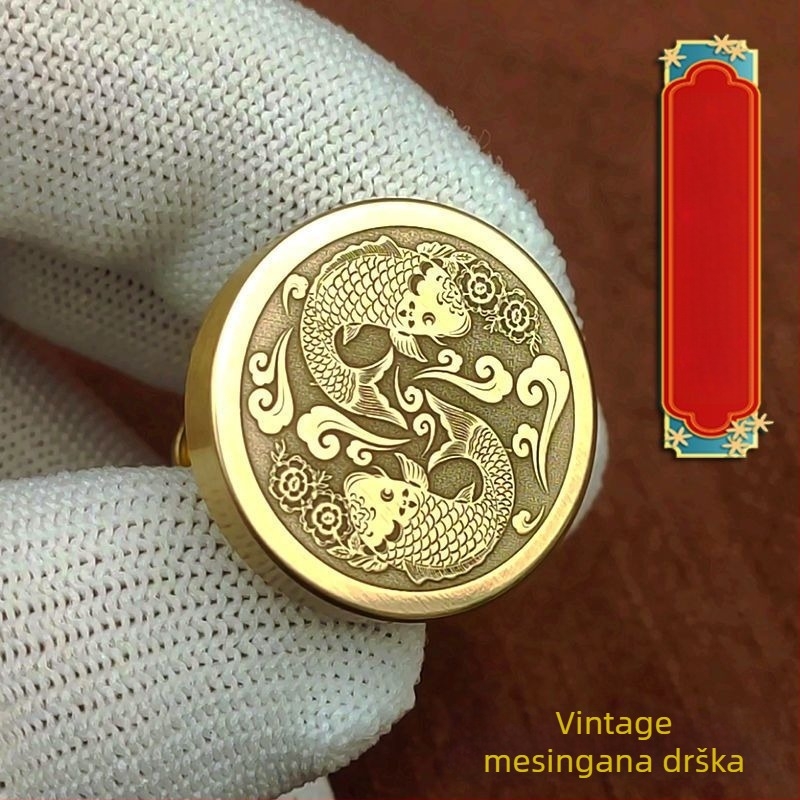 Mjedena ručka za ladicu i ormar, antikni namještaj, retro dizajn s jednim otvorom